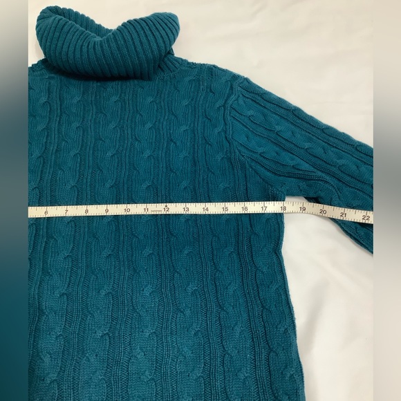 Jeanne Pierre Cotton Cable Knit Sweater in Green L (W456) - Picture 6 of 10